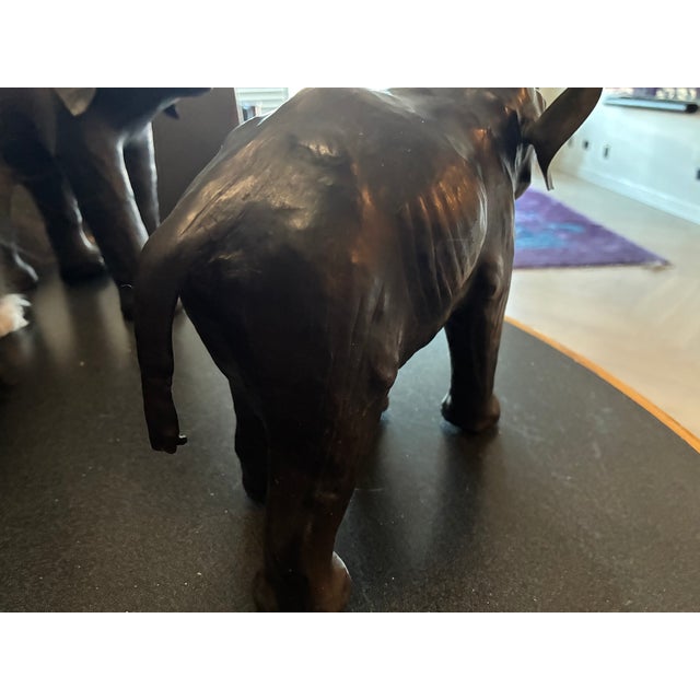 Mid-Century Modern 1960s Leather Elephant Pair For Sale - Image 3 of 7