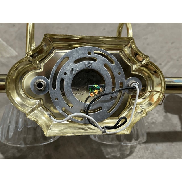 Glass Vintage Victorian Style Fluted Glass Shades Vanity Bathroom Wired Wall Sconce For Sale - Image 7 of 9