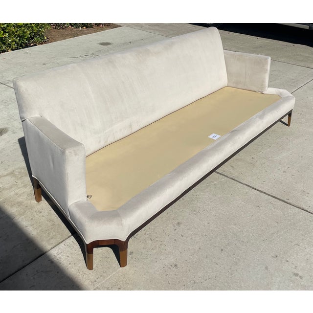 Light Gray Baker Celestite 100” Sofa, Performance Velvet Upholstery, Unique Double Front Legs For Sale - Image 8 of 12