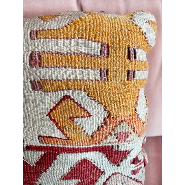 Textile Small Custom Pillow With Antique Kilim Textile For Sale - Image 7 of 8