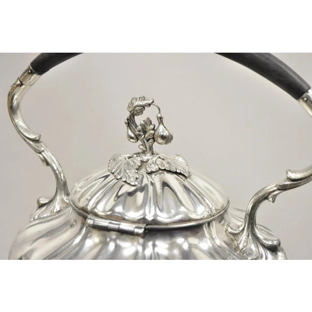 Antique Reed & Barton Silver Plated Victorian Tilting Tea Coffee Pot on Stand For Sale In Philadelphia - Image 6 of 12