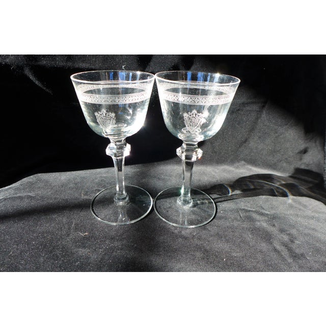 Art Deco Antique "NHG" Monogramed Wine Glasses - Pair For Sale - Image 3 of 7