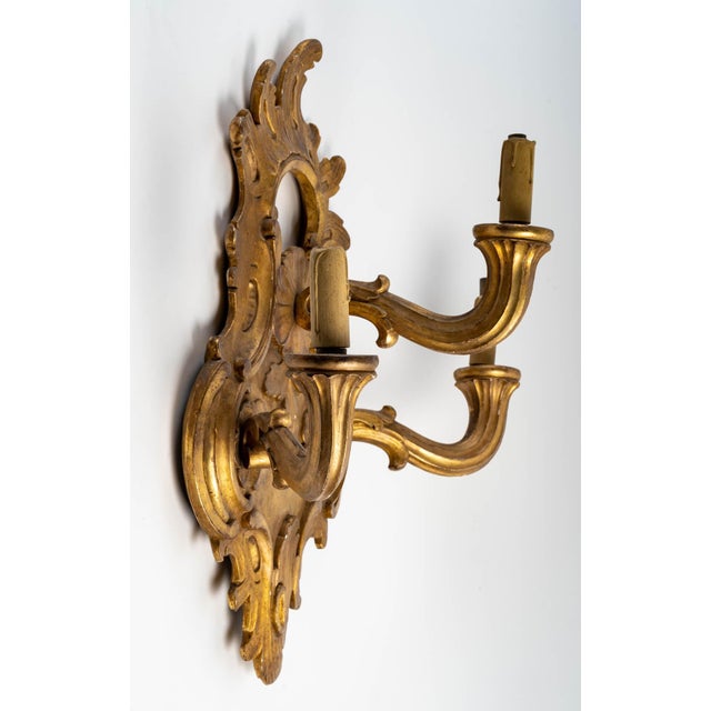 Antique Giltwood Wall Lights, Set of 2 For Sale - Image 3 of 7