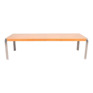 Baker Furniture Mid-Century Modern Birdseye Maple and Chrome Extension Dining Table, Newly Refinished