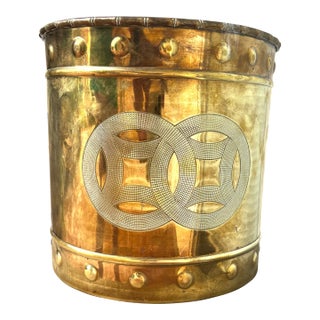 Large Vintage Chinoiserie Brass Planter For Sale