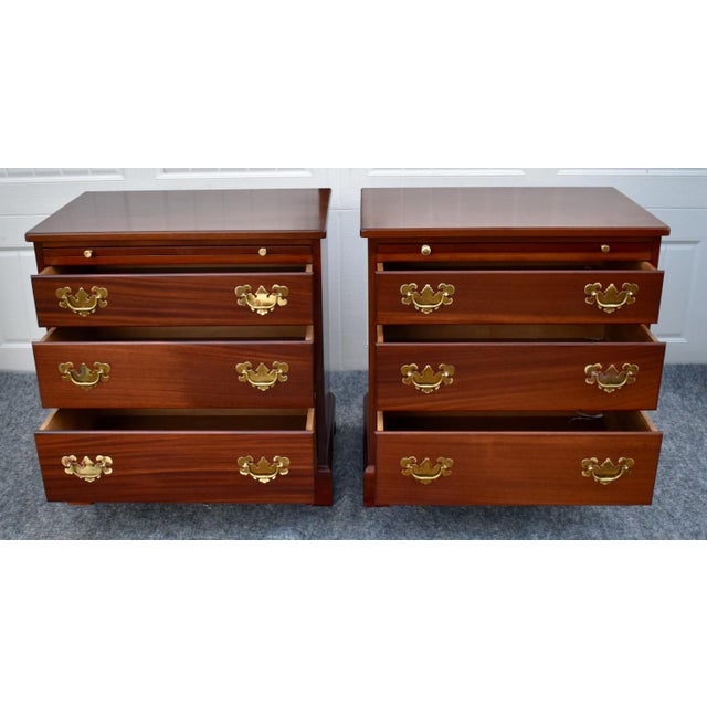 Vintage Pair Mahogany Nightstands Chippendale Chests With Pull Out For Sale In Philadelphia - Image 6 of 18