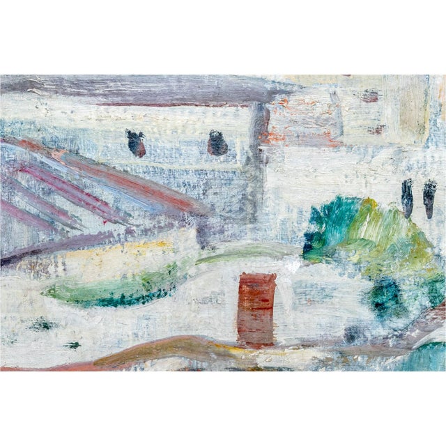 1935 Gordon McCouch Mediterranean Modernist Landscape Oil on Burlap For Sale - Image 11 of 18