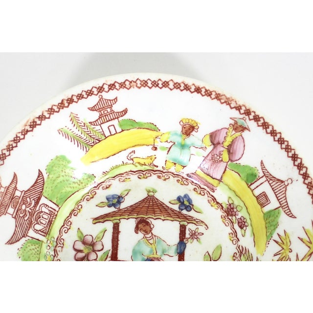 Chinoiserie Vintage Hand Painted Chinoiserie Dish For Sale - Image 3 of 8