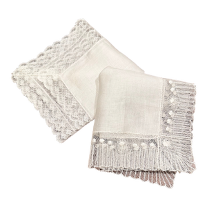 Mid 20th Century Vintage Lace Handkerchiefs -A Pair