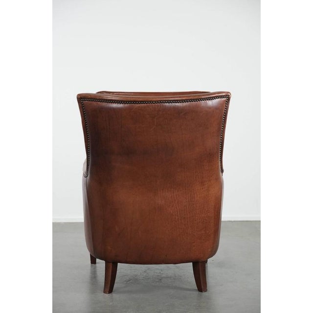 Cognac Brown Cowhide Armchair For Sale - Image 4 of 15