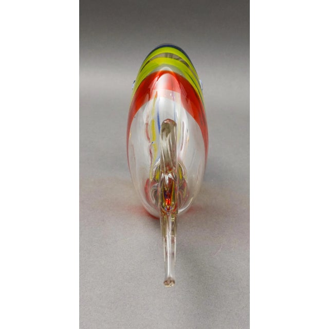 Mid-Century Modern Mid 20th Century Artist Signed Colorful Fish Hand Blown Murano Style Art Glass Sculpture For Sale - Image 3 of 11