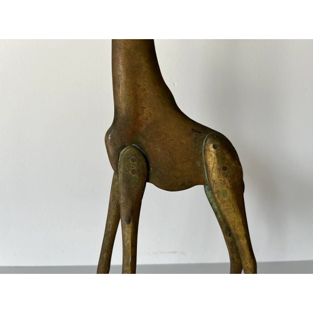 70"s Vintage Art Handmade Solid Brass Giraffe Sculpture/ Sold For Sale - Image 4 of 13