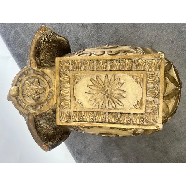 Large Sculptural Elephant Table Base in Carved Resin W Antique Gilt Finish For Sale In New York - Image 6 of 15