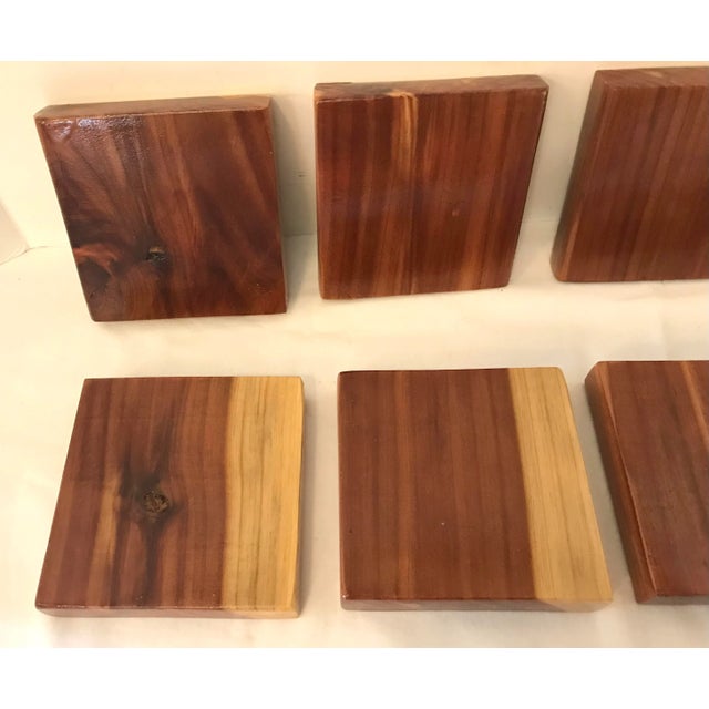 Brutalist Vintage Wooden Cedar Coasters - Set of 8 For Sale - Image 3 of 6