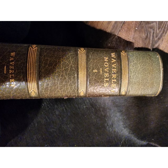 Green Antique Leather Bound Waverly Novels For Sale - Image 8 of 12