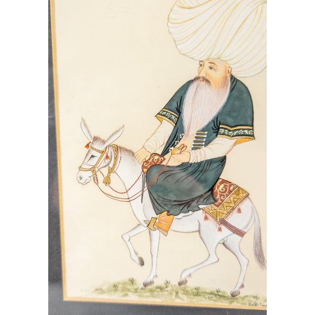 20th Century Watercolor Gouache Islamic Miniature Painting of Nasreddin Hodja For Sale - Image 4 of 7