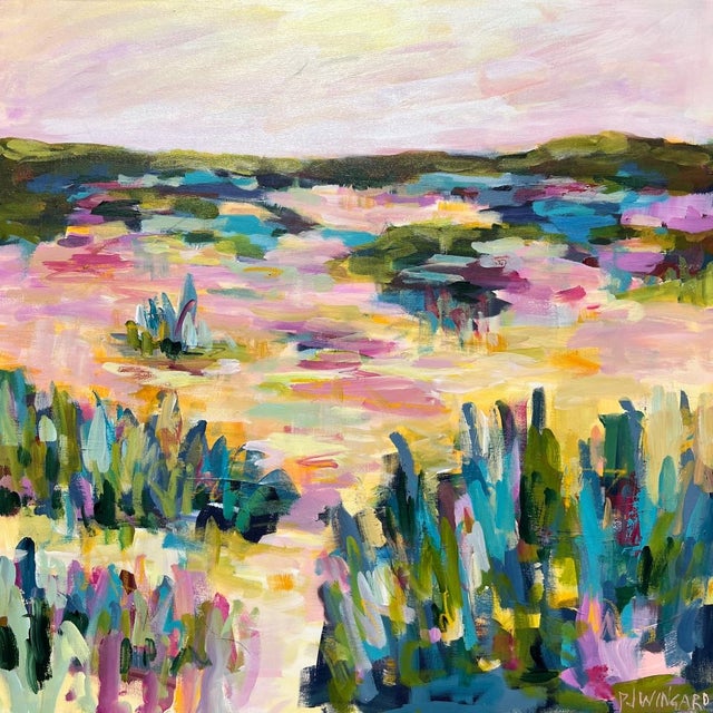 Contemporary Fine Art Abstract Coastal Painting by Pamela Wingard For Sale