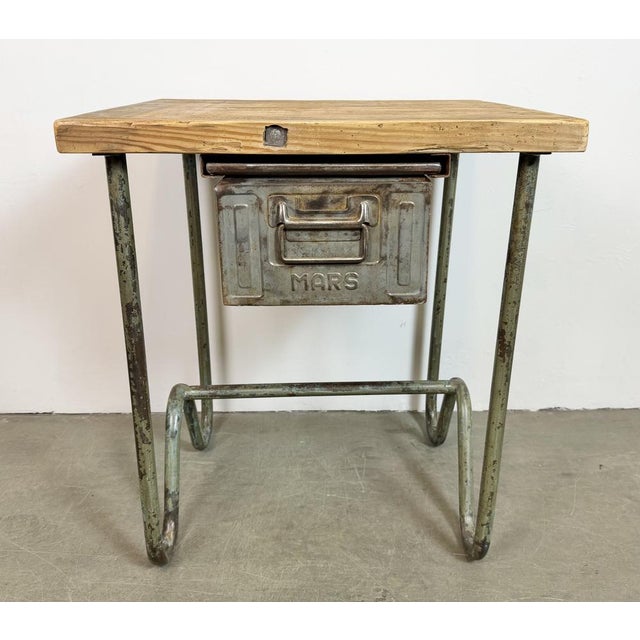 Wood Vintage Grey Industrial Worktable, 1960s For Sale - Image 7 of 18
