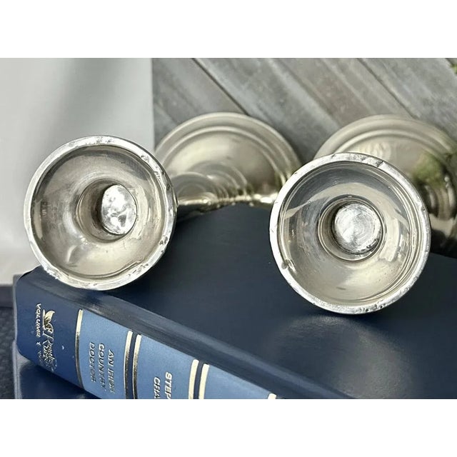 Lord Saybrook Sterling Silver Candle Holders - Monogrammed Candlesticks - Pair For Sale In Phoenix - Image 6 of 8