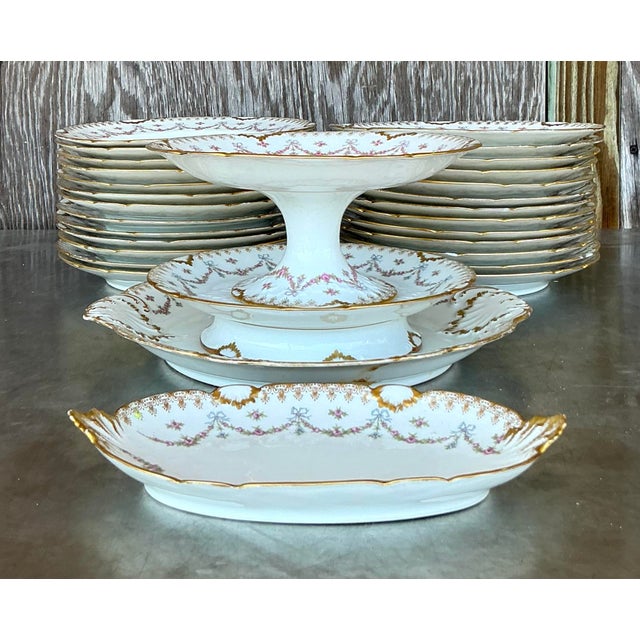 Victorian Vintage Regency Limoges Swag China - Set of 30 For Sale - Image 3 of 11