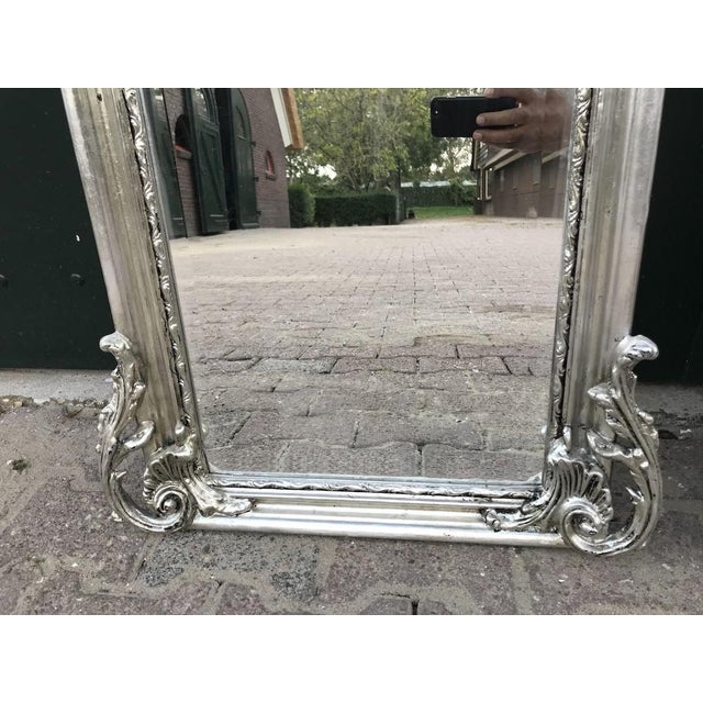 Late20C Italian Rococo Silver Beech Floor Mirror For Sale - Image 6 of 10