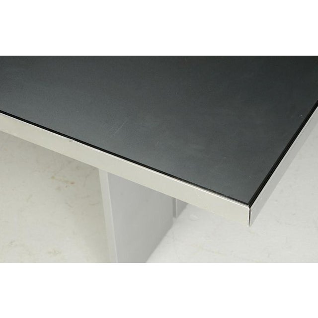 Modern 1990s Gluckman Aluminum Glass Top Dining Table For Sale - Image 3 of 3