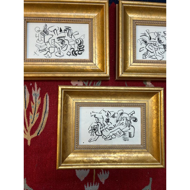 Set of three 1950’s original abstract expressionist paintings. Measure 8x5 or 12.5x9.5 framed. Check out my shop Robins...