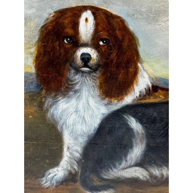 Brown British Blenheim and Prince Charles Tricolour Spaniels Victorian Dogs Oil Portrait in a Wooded Country Landscapen in the Manner of John Dalby of York For Sale - Image 8 of 18