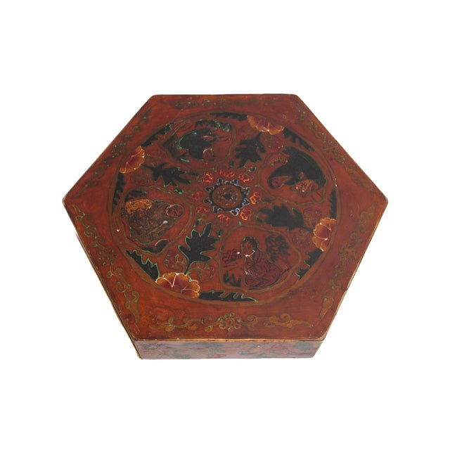 Wood Hexagonal Box Buddha For Sale - Image 7 of 10