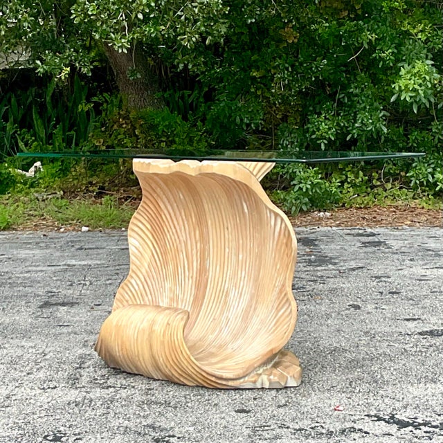 Vintage Boho Carved Clamshell Console Table For Sale - Image 10 of 10