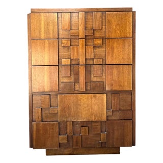 Vintage Lane “Mosaics” Brutalist Tall Chest of Drawers For Sale