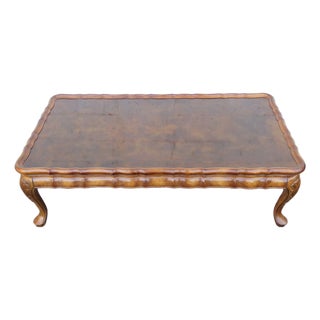 French Vintage Large Burlwood Carved Coffee Table 6198 For Sale