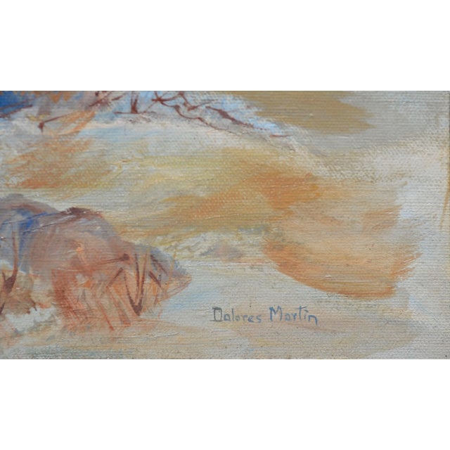 1950s Mid-Century Palm Springs Desert Landscape Painting by Dolores Martin, Framed For Sale - Image 4 of 4
