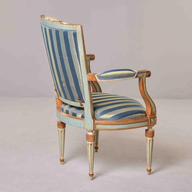 Late 18th Century European Neoclassical Painted & Parcel-Gilt Armchair For Sale - Image 12 of 12