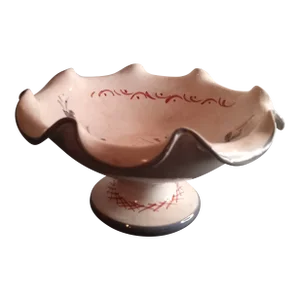 Vintage Handpainted Deruta Italy Ruffled Edge Ceramic Compote