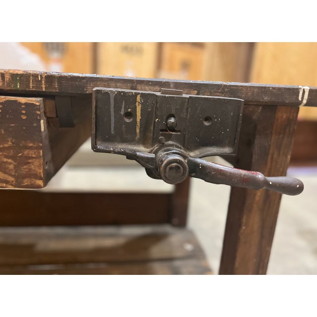 1910s Antique Woodworker's Bench For Sale In Chicago - Image 6 of 8