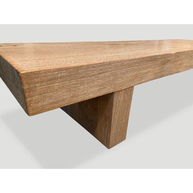 Andrianna Shamaris Impressive Minimalist Teak Wood Coffee Table or Bench For Sale - Image 11 of 18
