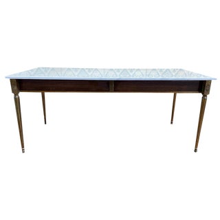 Louis Xvi Style Coffee Table in Brass and Marble For Sale