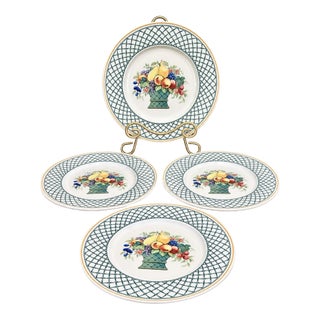 Vintage Mid-Century Modern Villeroy & Boch Basket Dinner Plate- Set 4 For Sale