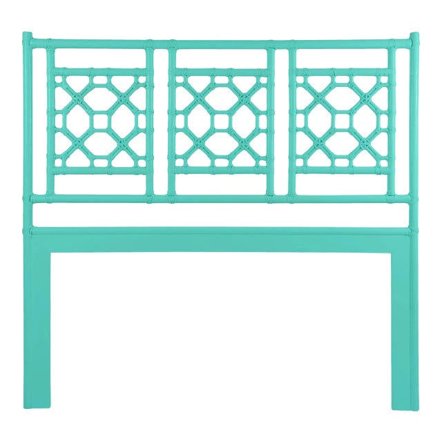 Lattice Back Headboard Queen - Turquoise For Sale