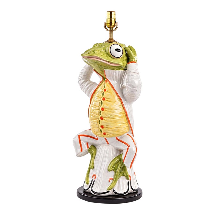 Large Scale Hollywood Regency Italian Frog Form Ceramic Table Lamp ...