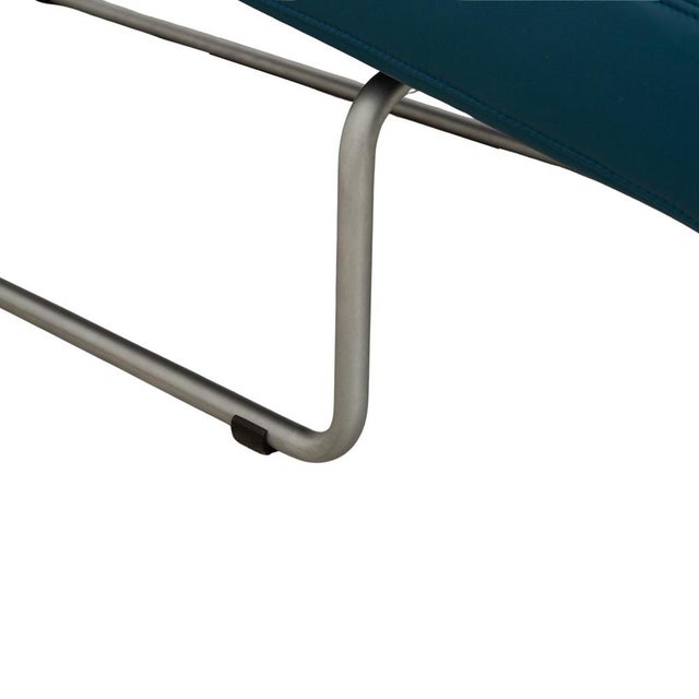 Blue Petrol Blue 680 Leather Chaise Lounge with Manual Function from Rolf Benz For Sale - Image 8 of 15