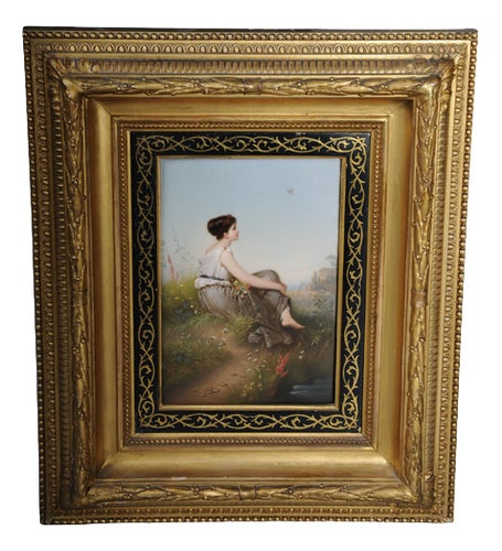 Porcelain Plaque by Carl Meinelt for KPM, Berlin, Germany, 19th Century