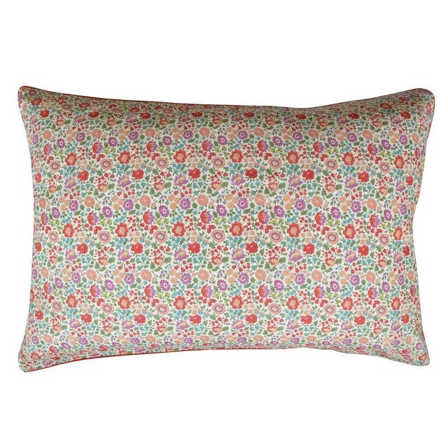 Piped Edge Pillowcase Made With Liberty Fabric d'Anjo Peach For Sale In San Francisco - Image 6 of 6