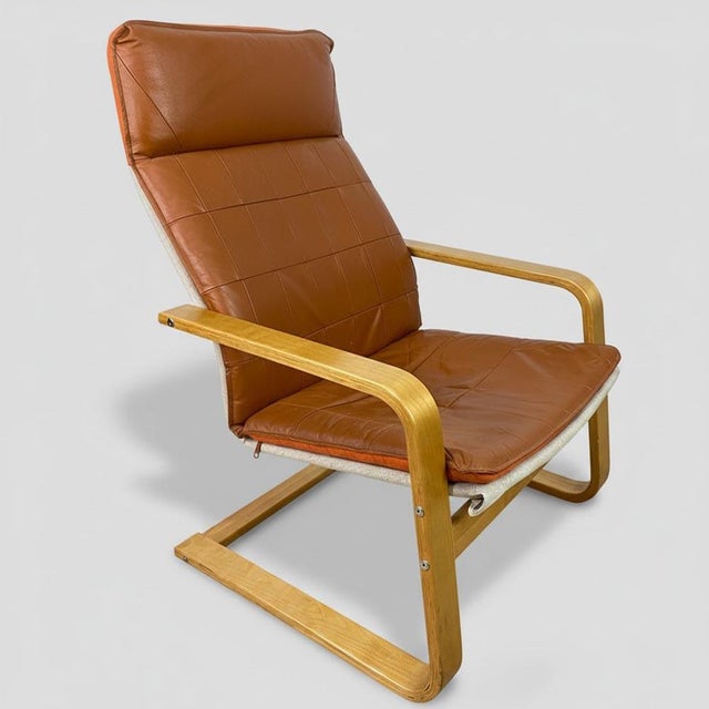 Vintage Nordic Leather Club Chairs, 1980, Set of 2 For Sale - Image 4 of 9