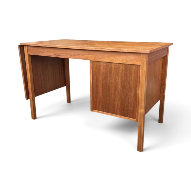 Vintage Mid-Century Modern Expandable Drop-Leaf Teak Writing Desk For Sale - Image 11 of 13
