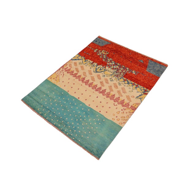 Rustic Boho Chic Balochi Rust/Blue Wool Rug - 4'9''x8'0'' For Sale - Image 3 of 11