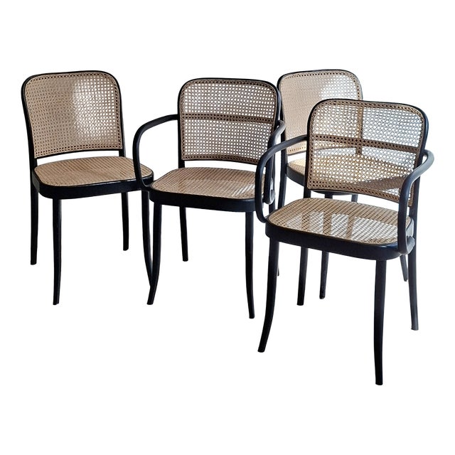 No. 811 Prague Chairs by Josef Hoffmann for Ligna, 1970s, Set of 4 For Sale
