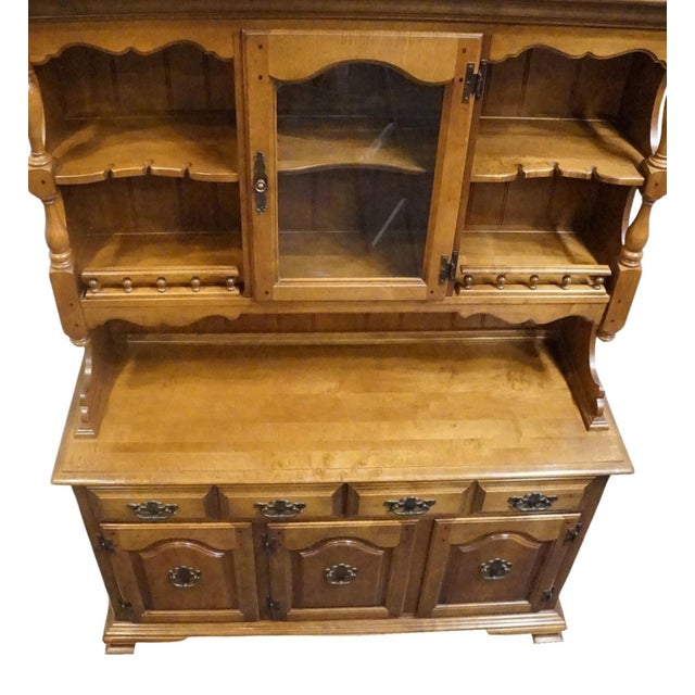 Keller Furniture Solid Maple Colonial Early American 54" Buffet W. Display Hutch For Sale In Kansas City - Image 6 of 15