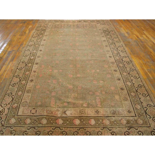 Early 20th Century Central Asian Chinese Khotan Carpet (6'6" x 11'10" - 198 x 360) Antique East Turkestan Wool Hand...